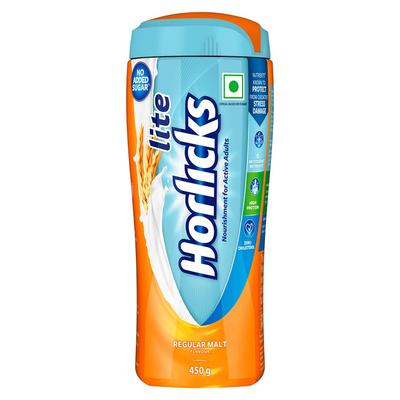 Horlicks Lite Высокопротеиновый солодовый напиток для взрослых 450 г | Без добавления сахара, нулевой холестерин | Питательный напиток для поддержки активного образа жизни