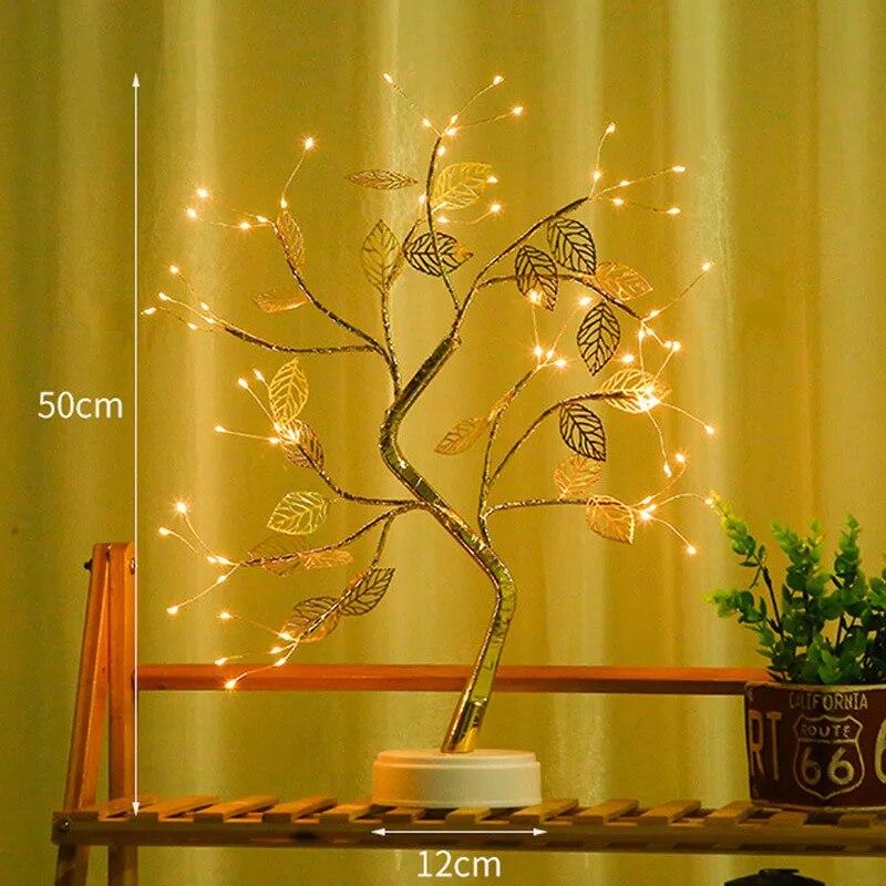 Xiaomi Golden Leaf 72 Led Touch Copper Wire Night Light Tree Light Battery Box USB Light String For Home Decoration
