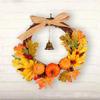 Door Wreath Thanksgiving Halloween Maple Leaf Pumpkin Bell Door Hanging Festival Decoration Warm Wind Ringtone Home Craft