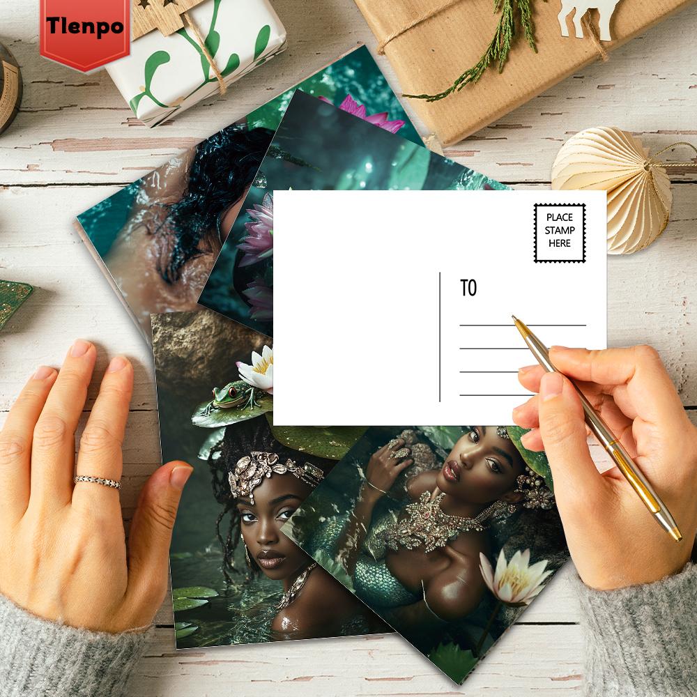 32 шт., Черная открытка, Цветок лотоса, Лягушка, Подарок на день рождения/юбилей, Коллекционный, Подходит для дарения, Можно отправить по почте.