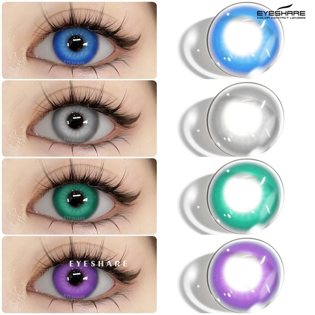 Eyeshare Various Styles of Colored Contact Lenses, Sweet and Cute Pink Contact Lenses, Gentle and Smart Blue and Gray Lenses, 2 Pieces/Pair Per Year