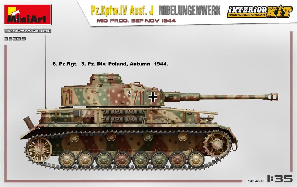 MiniArt Scale German Panzer IV Nibelungen Factory Full Interior Plastic Model Kit MA35339 1/35 Ausf. J, Mid-Model, September-November 1944,