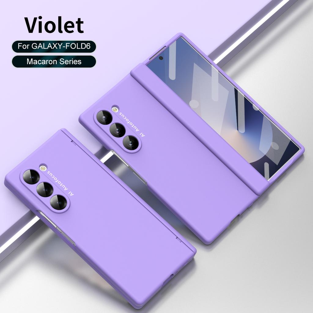 Matte Folding Case for Samsung Galaxy Z Fold 6 5 4 3 Case Skin Friendly Hinge Optional Pen Slot with Tempered Film Shockproof Cover