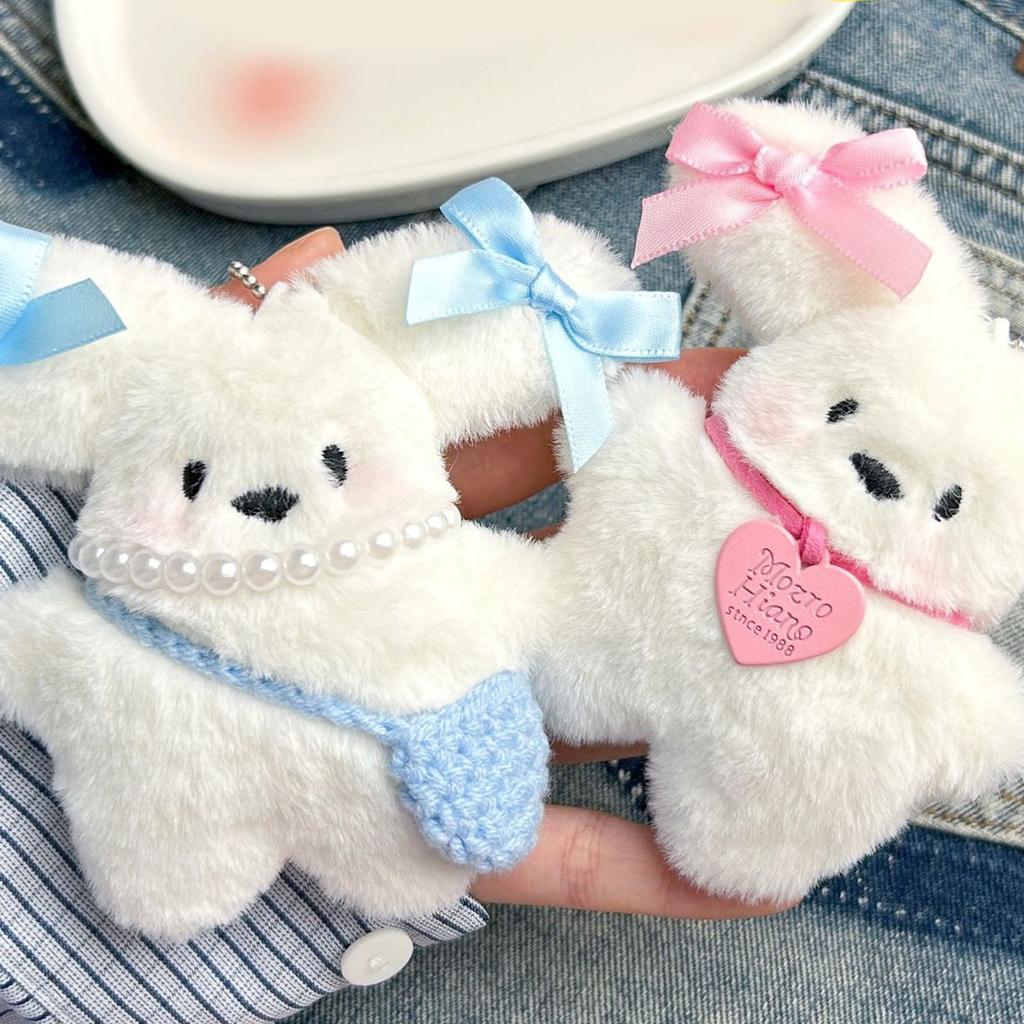 Милый плюшевый кулон-брелок в виде щенка, мультяшная фигурка собаки с большими ушами, украшение для рюкзака или сумки для ключей от машины