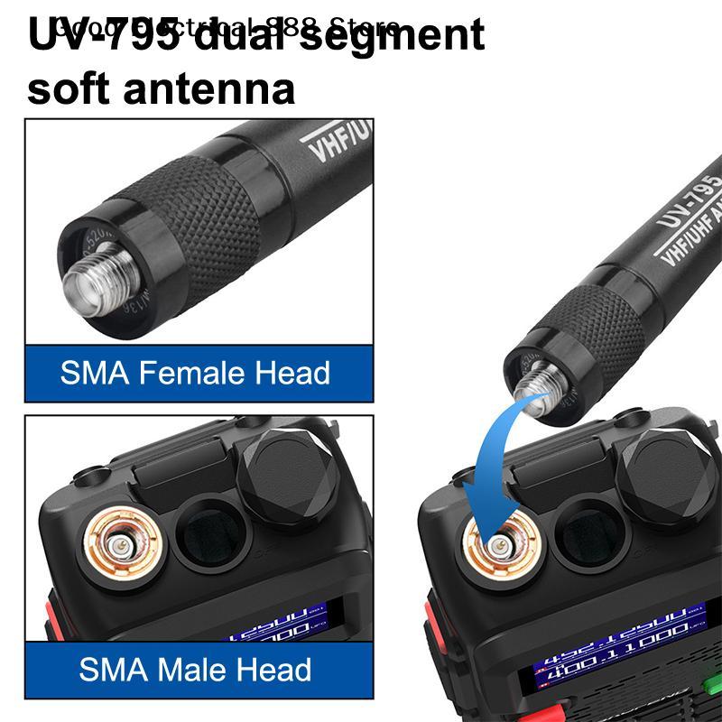 1 шт. AR-795 SMA-F Female Двухдиапазонная VHF/UHF 136-174 МГц/400-520 МГц Мягкая антенна AR-795 Для рации UV-5R UV-82 BF-888S AR-795