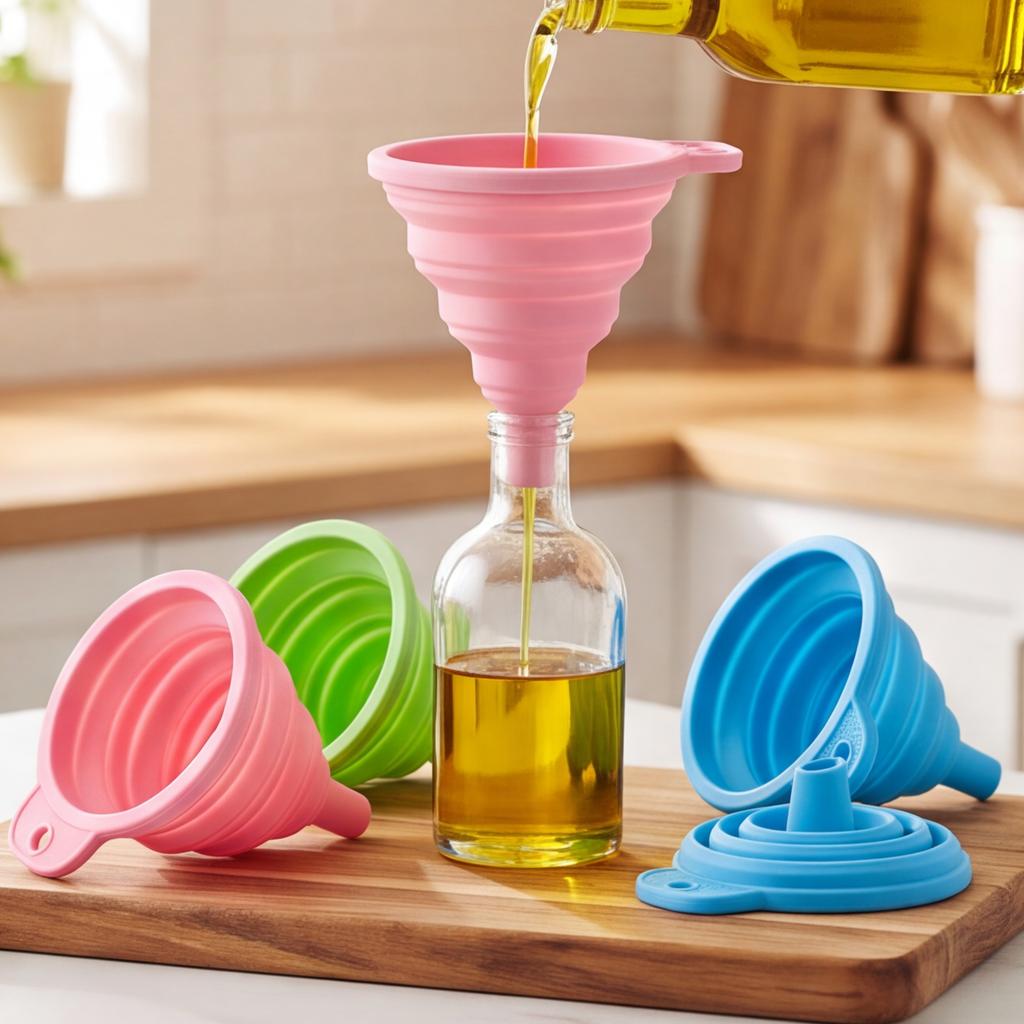 Collapsible Silicone Kitchen Funnel Mini Expandable Oil Pouring Portioning Tool for Cooking Accessories