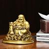 Идол Будды – Фигурка Фэн-шуй Смеющийся Будда, сидящий на монетах удачи | Золотой слиток для удачи и счастья