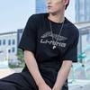 Li Ning Sports Fashion Series Logo Letter Round Neck Удобная универсальная дышащая свободная футболка с коротким рукавом унисекс футболка черная AHSU833-1