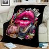 1PC lip Elements printed blanket, all season lightweight home office outdoor nap multifunctional blanket A13
