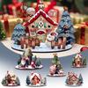 Рождественский мультяшный домик Деревянные сборные украшения DIY Детские праздничные подарки Трехмерные картины Украшения Рождественские настольные украшения