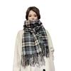 Высококачественный клетчатый шарф в корейском стиле: Теплая, Утолщенная Шаль, Похожая на Кашемир, для Студентов и Пар