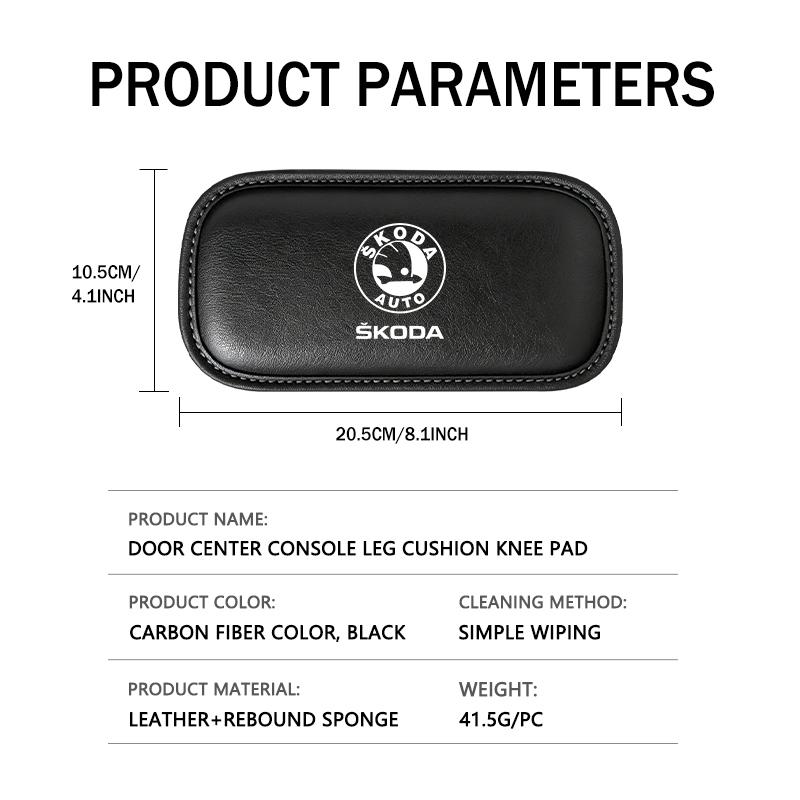 SSOE5 For Skoda Car Interior Leg Knee Rest Pads Leather Cushion Fabia Kamiq Superb Scala Enyaq-iV MK3 VisionS Yeti
