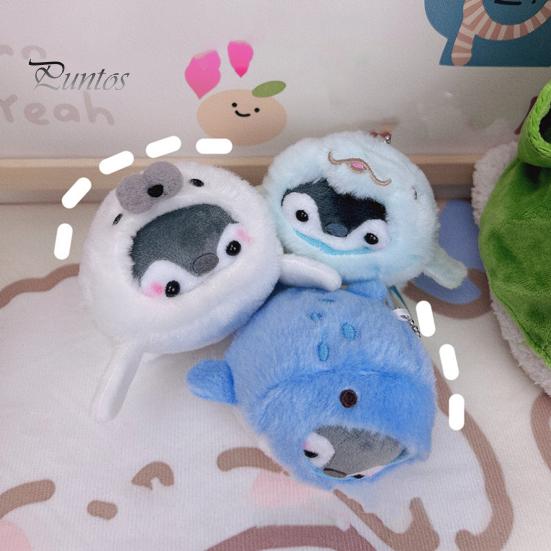 Keychain Pendant Decorative Plush Stuffed No Odor Stainless Chain Bag Decoration Soft Touch Whale Penguin Seal Keychain Plush Doll Car Decor Stuff