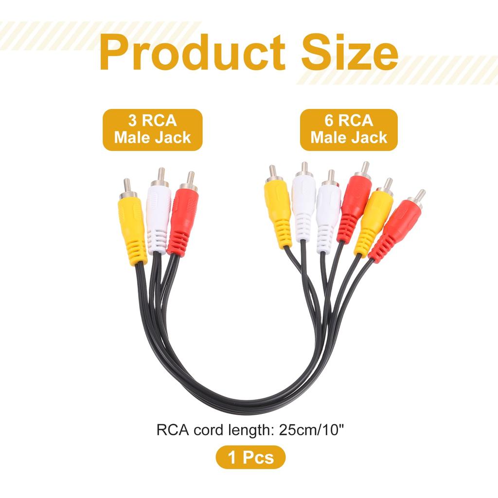 Uxcell AV Аудио Видео Разветвитель 3 RCA Гнезда на 6 RCA Гнезд 25 см Композитный Видео Разветвитель Адаптер Выходной Кабель Кабель, Гнезда,