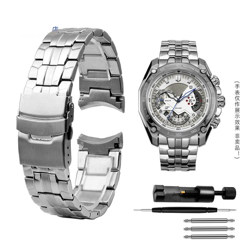 Классический 22 мм ремешок из нержавеющей стали для часов Casio EF-550 EF-524, серебряный ремешок с раскладывающейся пряжкой, браслет из металла, цепочка для мужских часов