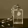 Cute New Charm Glass Gift LED Valentine's Day Blue Light Laser Engraved Key Chain Rose 3D Keyring