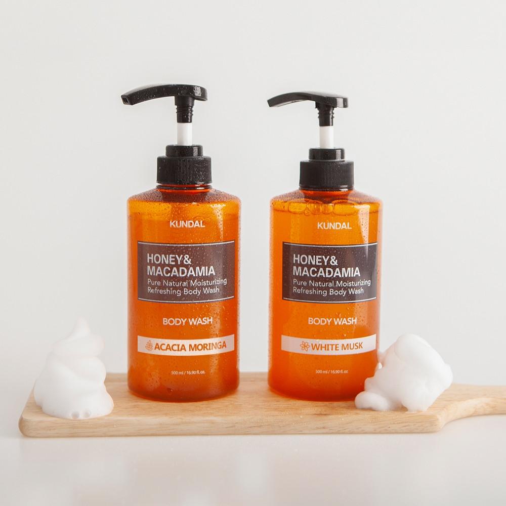 KUNDAL Pure Body Wash 2 Piece Set Acacia Moringa 1058ml, корейская косметика с приятным ароматом