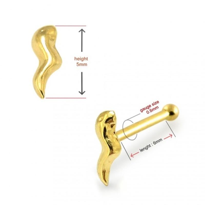 KODY PIERCING Ювелирные изделия для пирсинга из 9-каратного золота, булавка для носа со спермой - качественный пирсинг