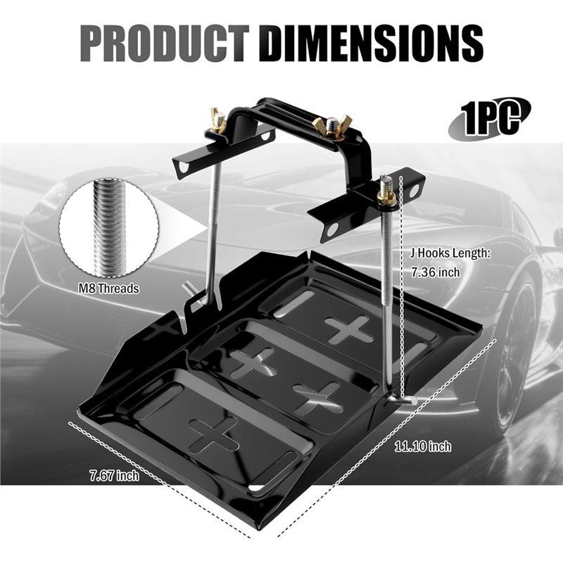Car Battery Holder Bracket Kit,High Strength With Adjustable Clamp,J Hooks Battery Hold Down Kit
