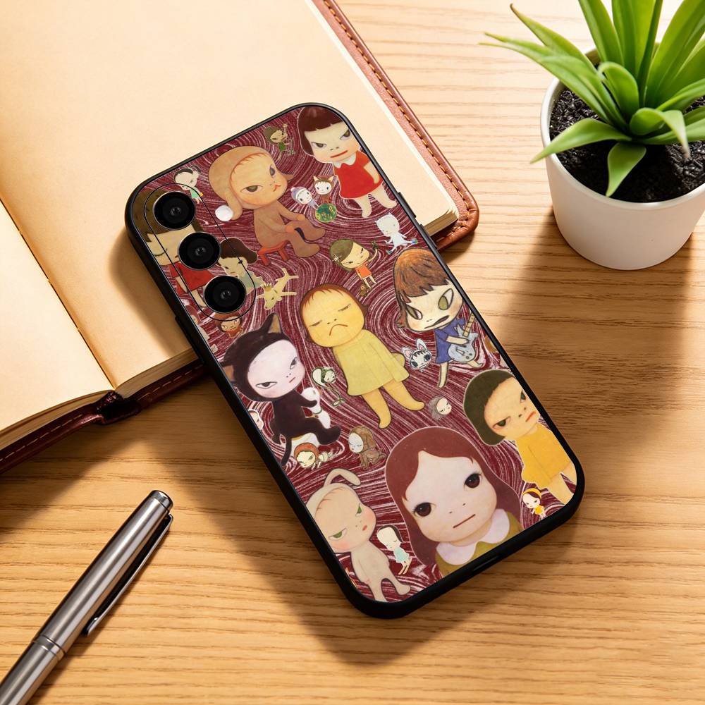 Cute Y-Yoshitomo N-Nara Phone Case For Samsung Galaxy A73,A72,A71,A70,A53,A52,A51,Soft Silicone Black Cover