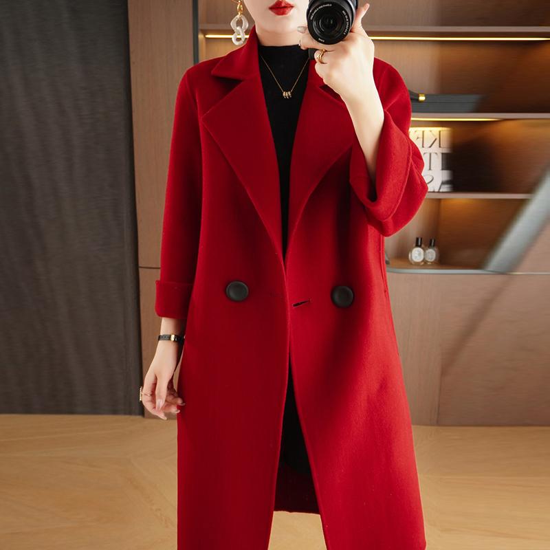 Женское пальто из 100% шерсти TIDENOVEL Осеннее шерстяное длинное пальто Ручной работы Пальто-бушлат Зимняя теплая шерстяная длинная куртка Пальто