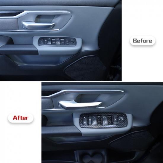 Carbon Fiber Window Lift Switch Panel Cover Trim for Dodge Ram 1500 2018+ Inner
