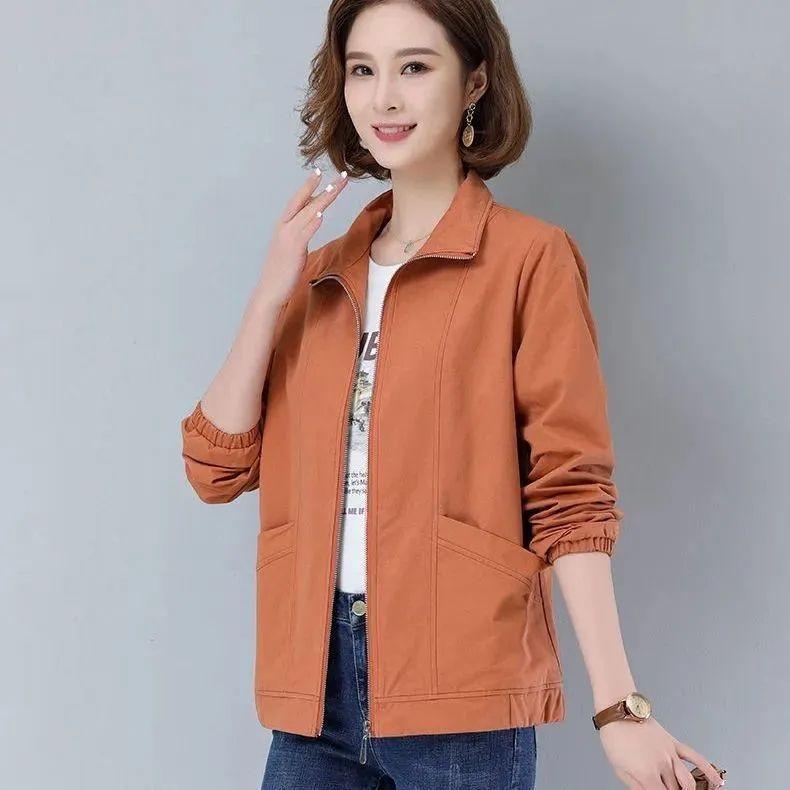 New Spring Autumn Trench Coat Women's Windbreaker Slim Stand-Collar Solid Outwear Ladies Short Casual Outwear Tops Lining