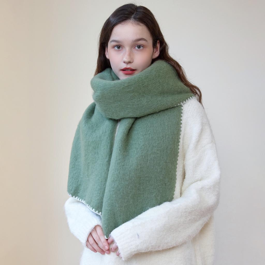 Autumn and Winter Homemade Designer Solid Color Versatile High-end Locking Edge Thickened Warm Scarf Scarf