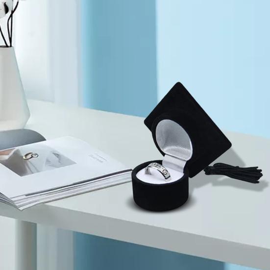 Коробочка для колец Изысканная форма Износостойкий фланель Коробка для хранения ювелирных изделий Органайзер для колец Футляр Подарки на выпускной для дома