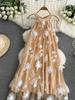 Summer Women 3D Flower Embroidery Mesh Long Maxi Chic Boho Beach Holiday Dresses