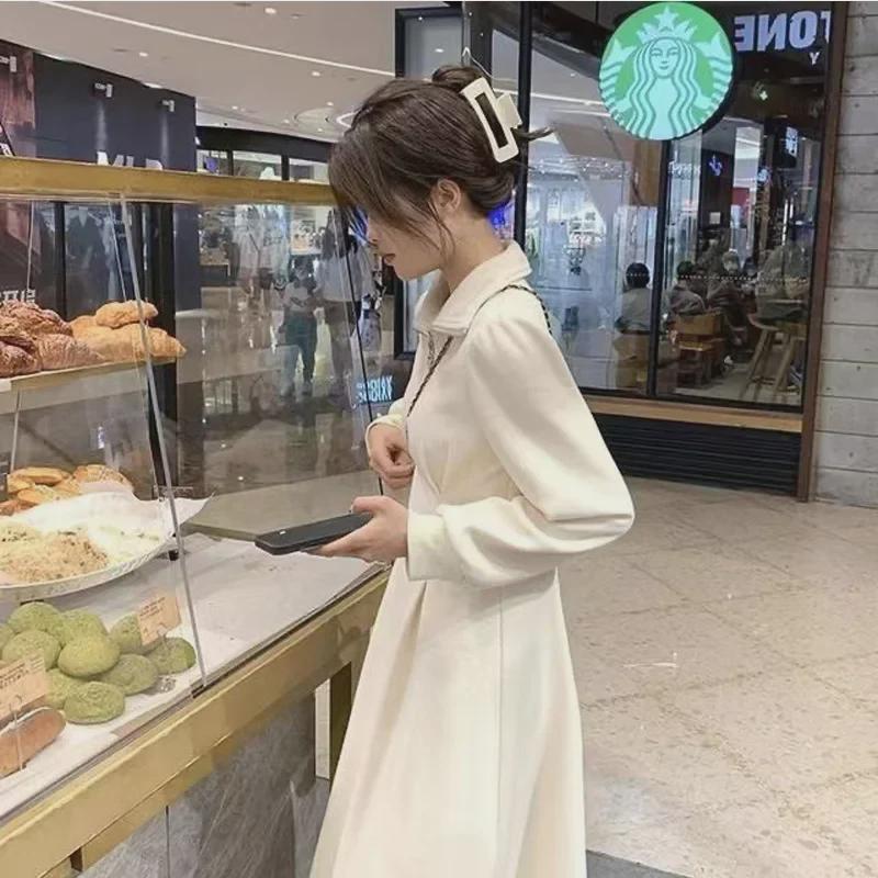 Женское платье-свитер на молнии в корейском стиле больших размеров - плотный бархат, однотонный, повседневная длинная юбка на осень/зиму