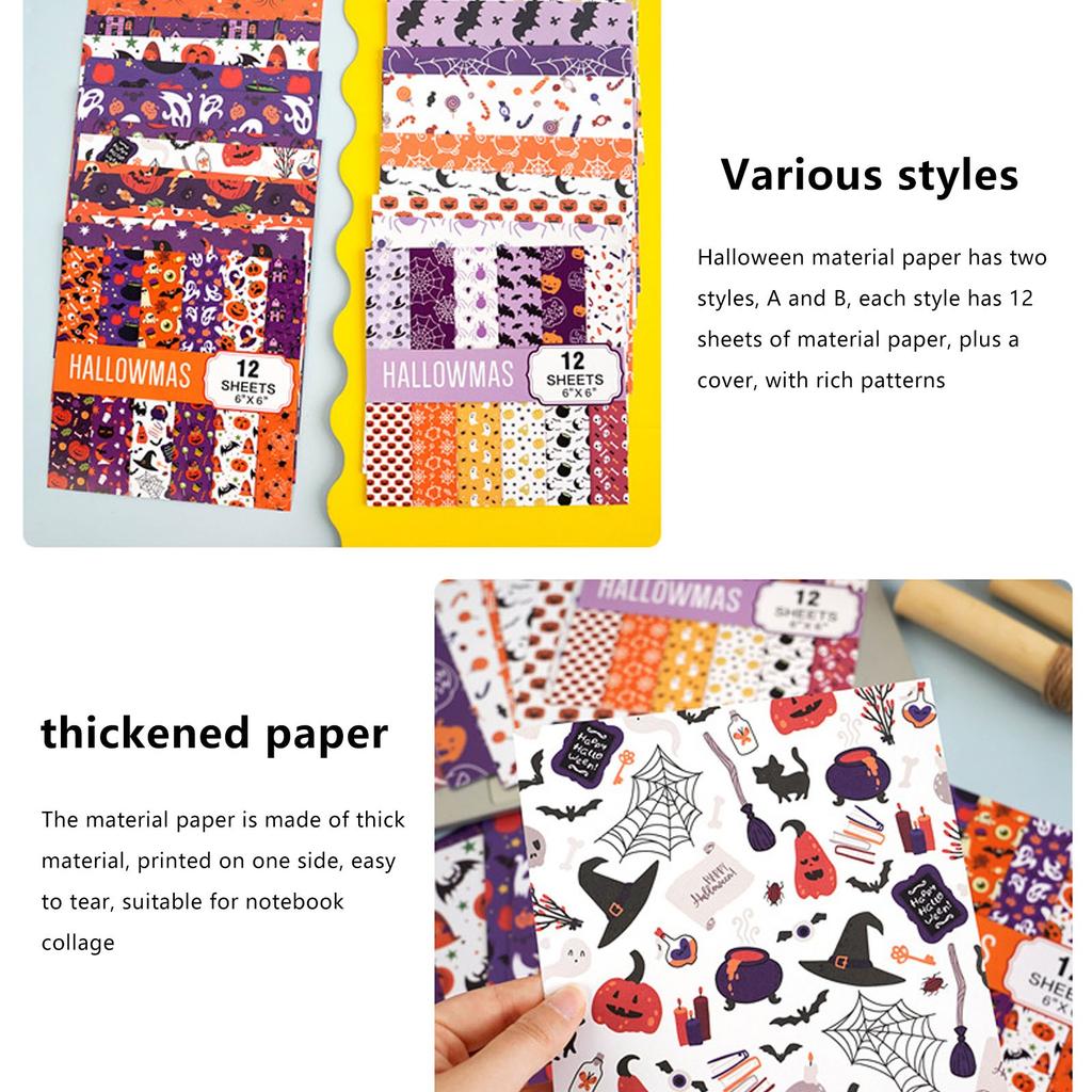 Halloween Pattern Paper Set, Decorative Paper For Card Making, Crafting, Scrapbooking, Decoration