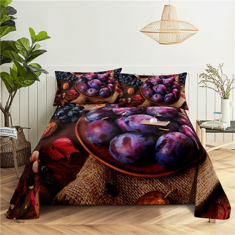 Комплект постельного белья Fresh Fruit 0.9/1.2/1.5/1.8/2.0m с цифровой печатью из полиэстера и наволочкой