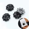 5pcs Flower Claw Rhinestone Button Glitter Crystal 22mm Decorative Trim Stones Black Glass Beads Snap Fastener