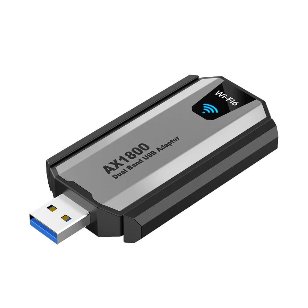 1800 Мбит/с WiFi 6 AX1800 USB 3.0 Адаптер Двухдиапазонная Сетевая Карта Антенна 2,4 ГГц/5 ГГц Беспроводной USB-приемник Донгл Сеть Wi-Fi 6 Для Ноутбука Win10/11