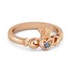 Кольцо с топазом London Blue, символ Claddagh ирландского наследия - Позолота 925 пробы стерлингового серебра с розовым золотом