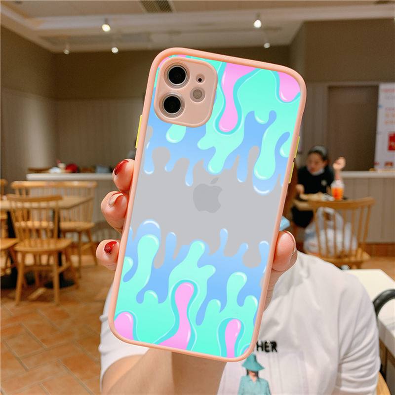 Melted Colorful Painting Phone Case for iPhone X XR XS 7 8 Plus 11 12 13 pro MAX 13mini Translucent Matte Case