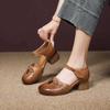 Национальный ретро стиль Баотоу Баотоу сандалии новое лето первый слой коровьей кожи толстый каблук мягкая подошва универсальные туфли ципао