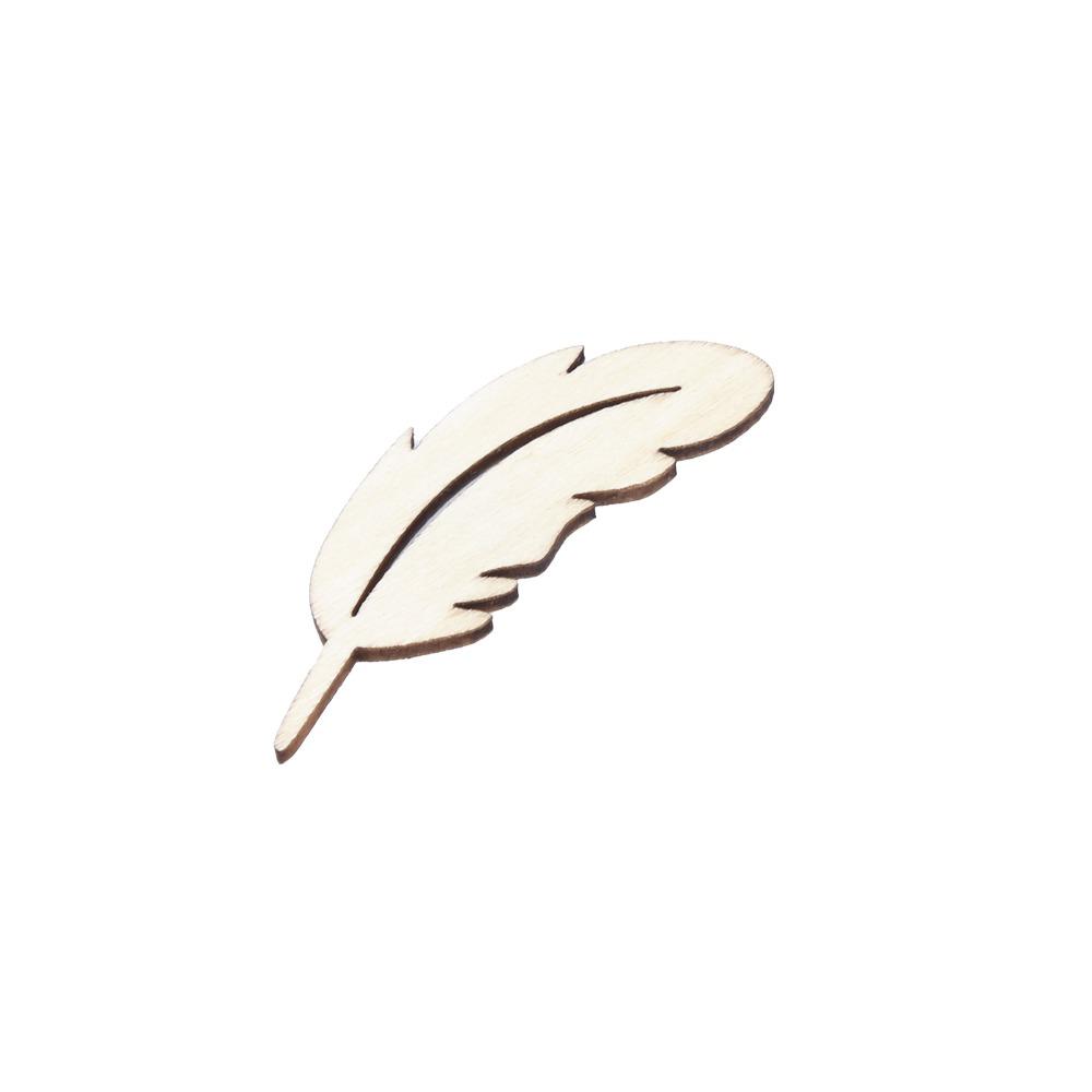 50pcs Feather Embellishments Unfinished Wooden Shapes Wooden Craft Tags For DIY Craft Project