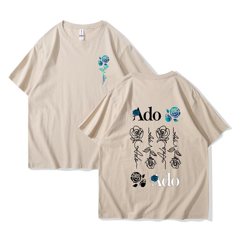 Ado Blue Rose Tshirts Wish World Tour Merch Tee Women Fashion Casual Harajuku Short Sleeve