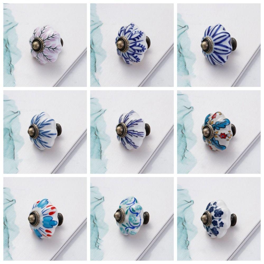 Керамика и сплавы Винтажная дверная ручка Разноцветная мебельная ручка-тыква для гардероба