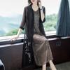 Spring/Summer Long Chiffon Blouse Plus Size Embroidered Sunscreen Open Front Sunscreen Shawl Jacket
