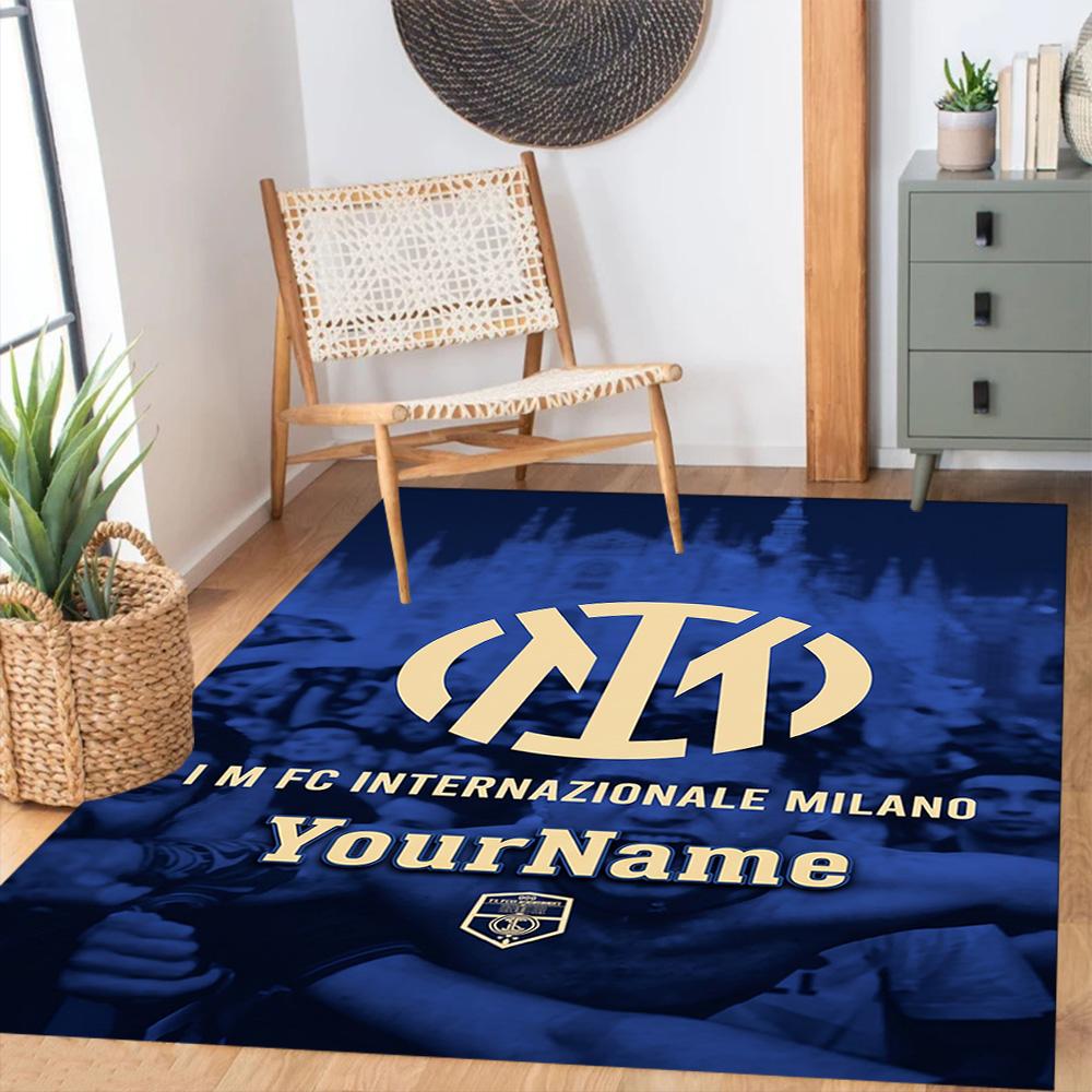 Inter Milan Personalized Name Carpet Perfect for Study room Game Room Dormitory Balcony Antislip Carpet Anime Office Decor