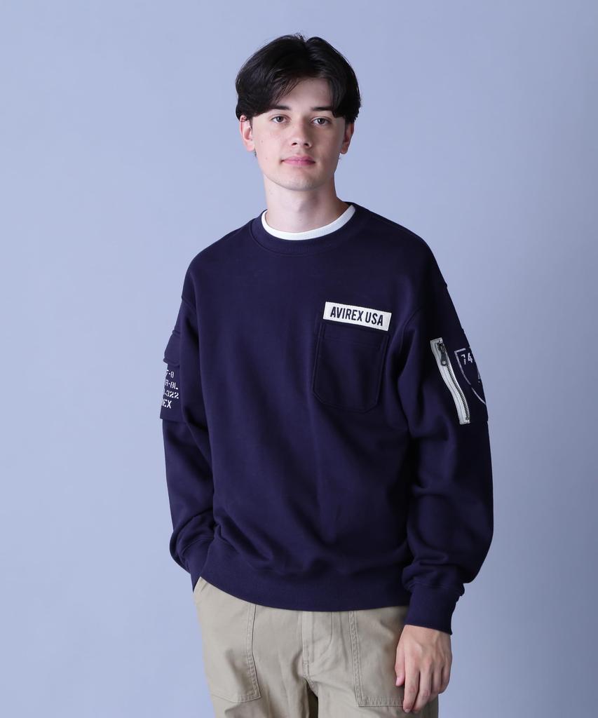 AVIREX FATIGUE CREWNECK SWEAT L navy 783-3932004
