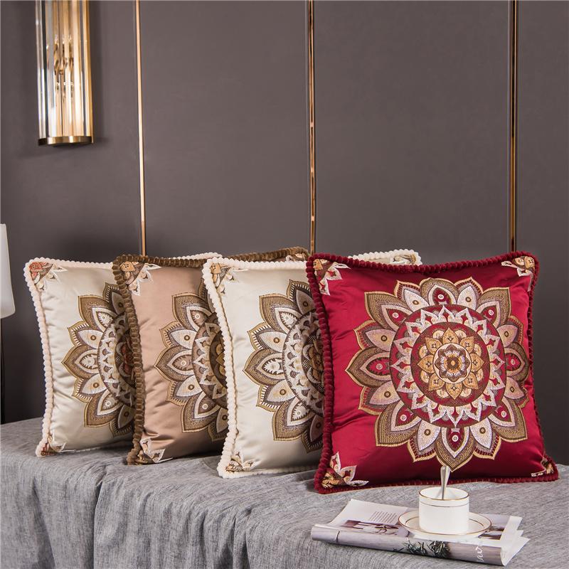 48x48cm Classical European Flower Jacquard Decorative Cushion Cover for Sofa Chair Throw Pillow Case