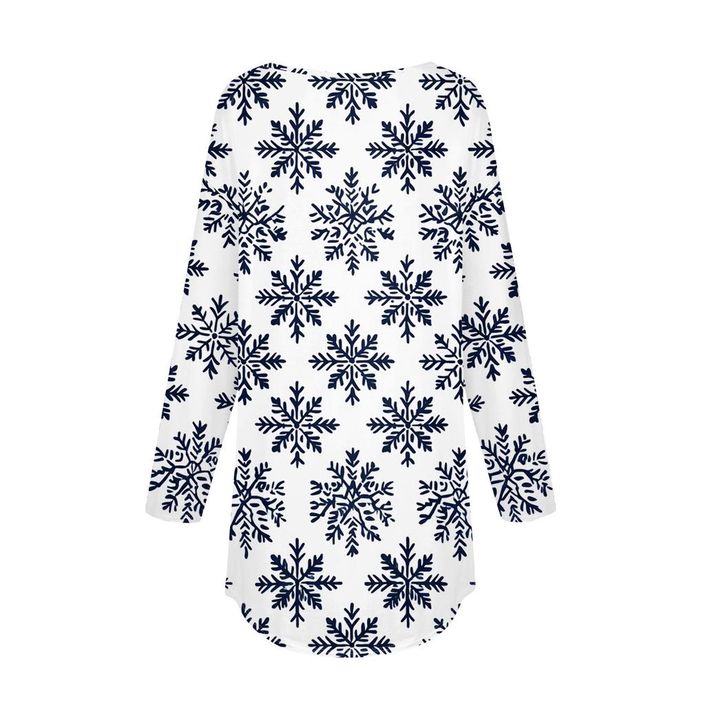 Футболки для женщин, повседневные рубашки с длинным рукавом, толстовка с винтажным графическим рождественским принтом, топ-пуловер