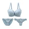 Mon Cher Bra and Panty Mon Cher Pigeon G Pigeon 3-Piece Set, T-Back, (BGY-Blue Gray, G80-L)