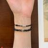 Natural obsidian bracelet, silver obsidian niche stackable bracelet for women, new style, friendship jewelry, genuine gift