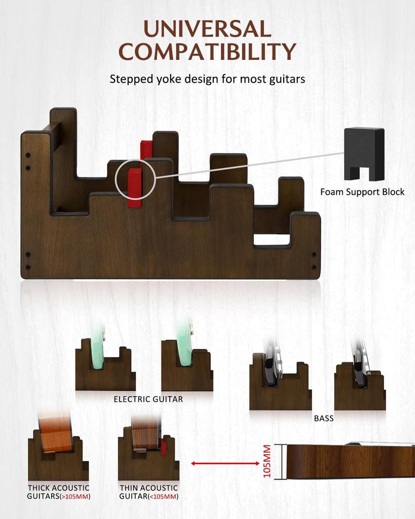 STRICH Деревянная гитара 3 Гитарная передняя Экономия места Напольная гитарная стойка для электрогитары 1 Стойка, Стойка, Дисплей, Стойка, Для нескольких гитар Дом, Студия, Сцена,