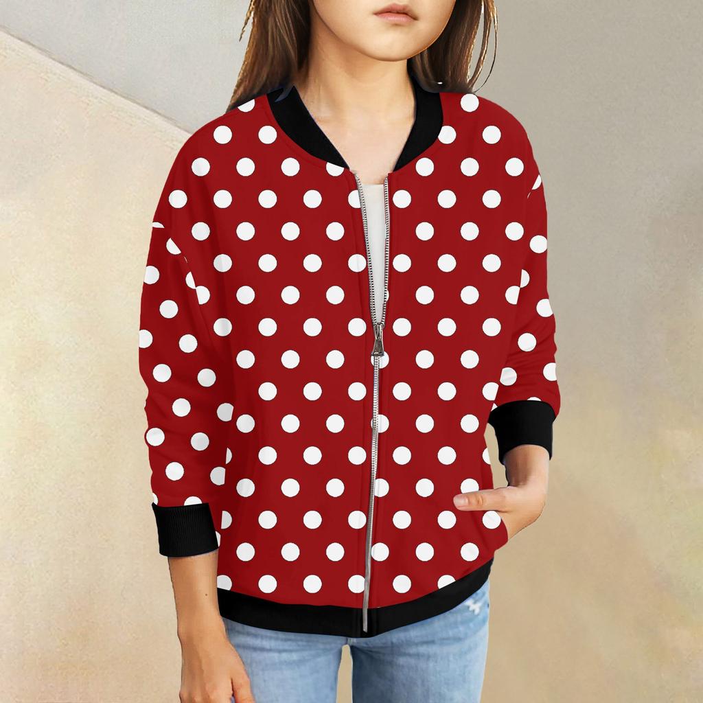 Куртки на молнии для девочек, детские осенние толстовки с длинными рукавами, верхняя одежда с карманами 5-15 лет